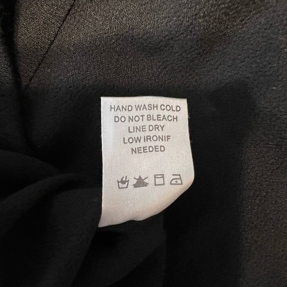 Blue Rain Flowy Black Blouse with Flowy Short Sleeves w/ Crochet Accents - Picture 4 of 4